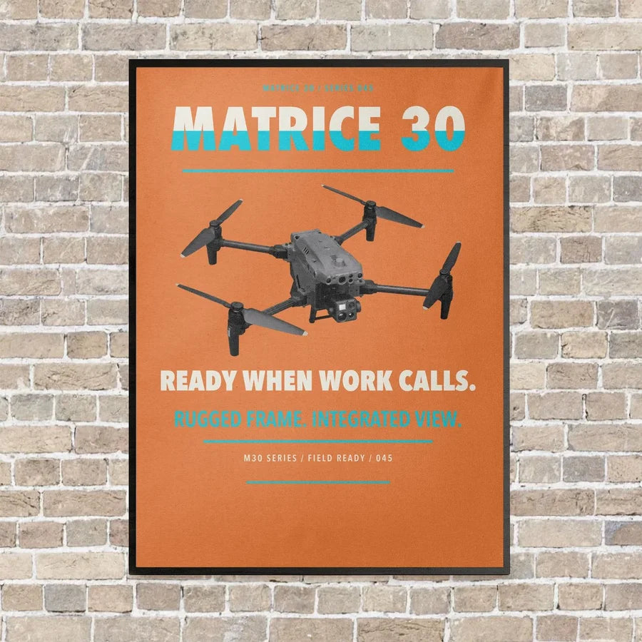 DJI Matrice 30 vertical canvas print - framed - orange background