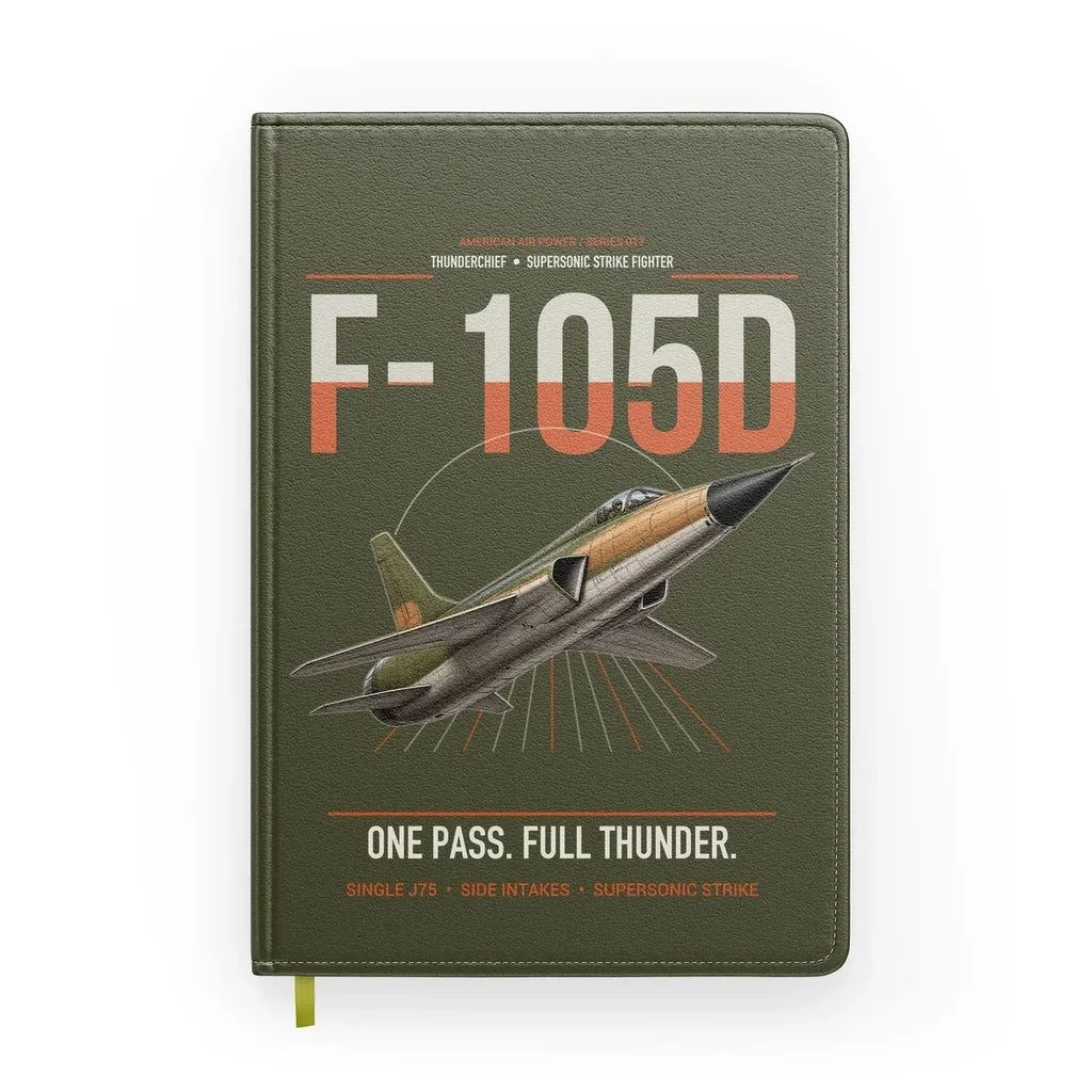 F-105D Thunderchief design on green army notebook
