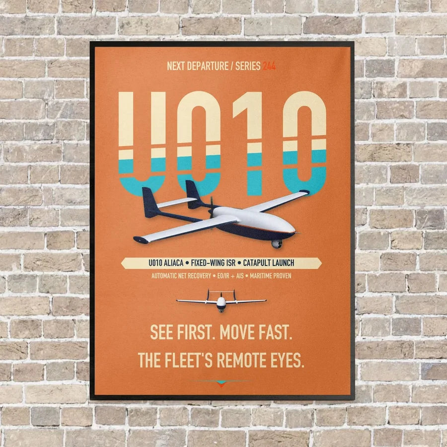 Airbus U010 Aliaca Fixed-wing vertical canvas print - framed - orange background