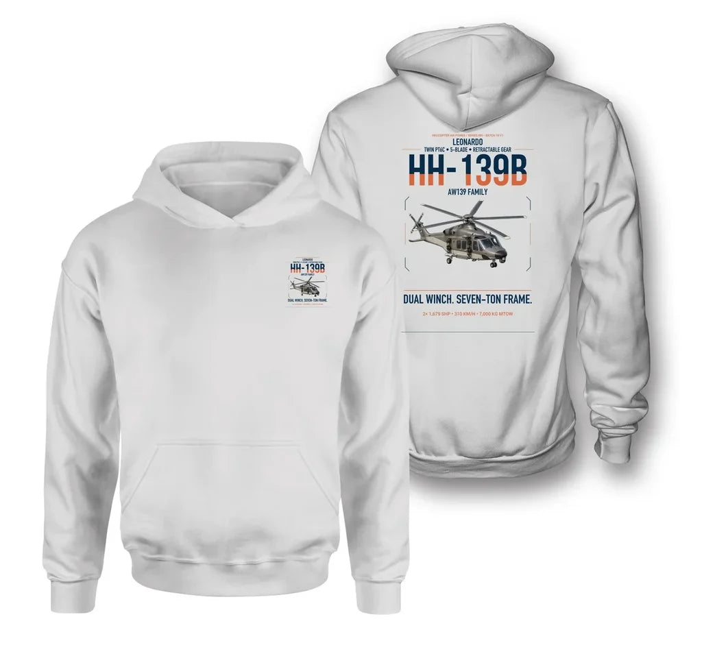 Leonardo HH-139B design on white double-side hoodie, double-side print