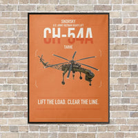 Thumbnail for Sikorsky CH-54A Tarhe vertical canvas print - framed - orange background