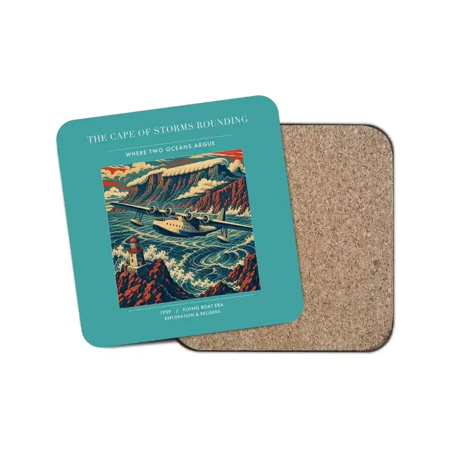 The Cape Of Storms Rounding - Designed Coasters design on turquoise 1-piece