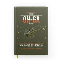 Thumbnail for Hughes OH-6A Cayuse design on green army notebook