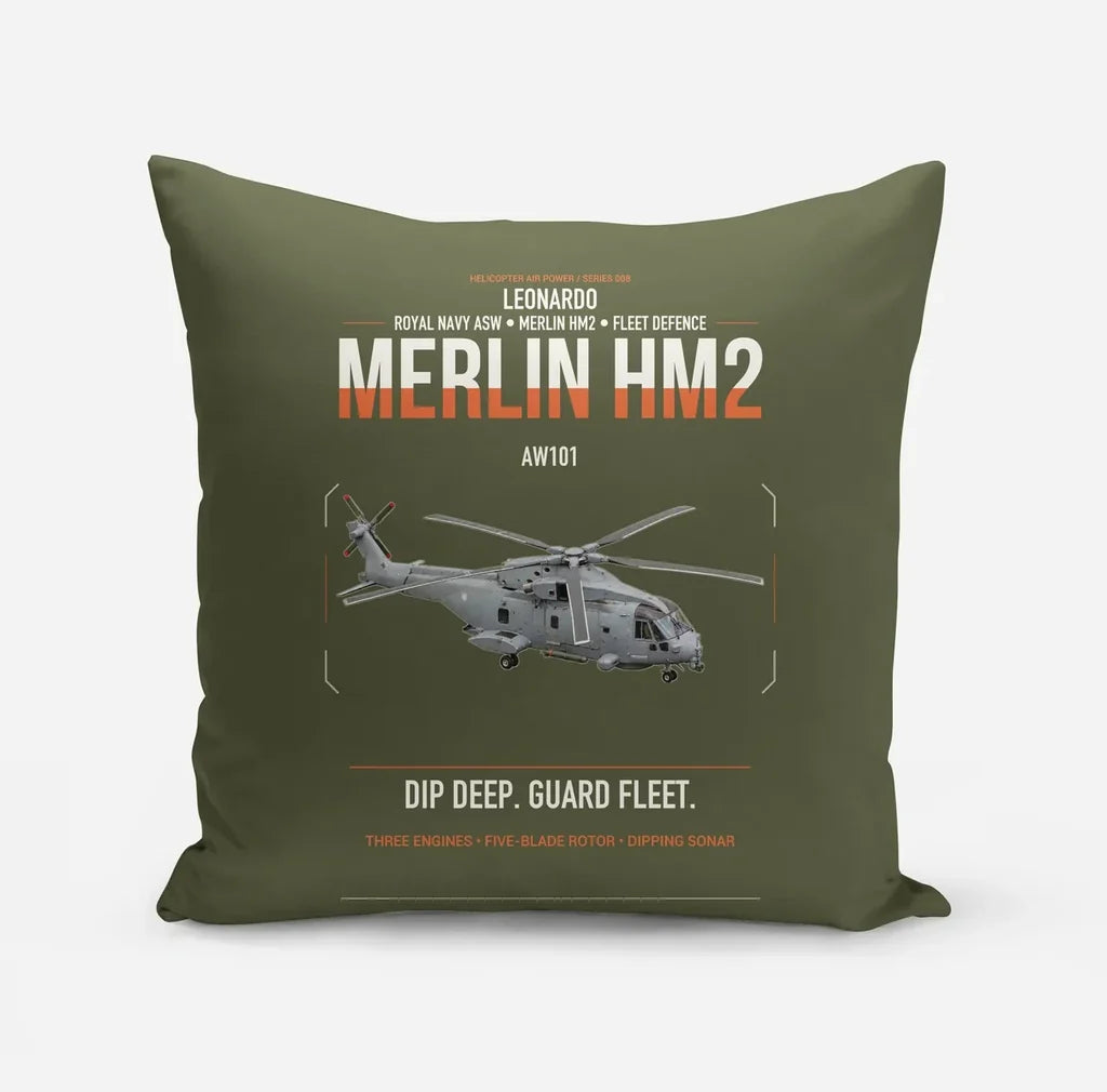 Leonardo AW101 Merlin HM2 design on green army pillow