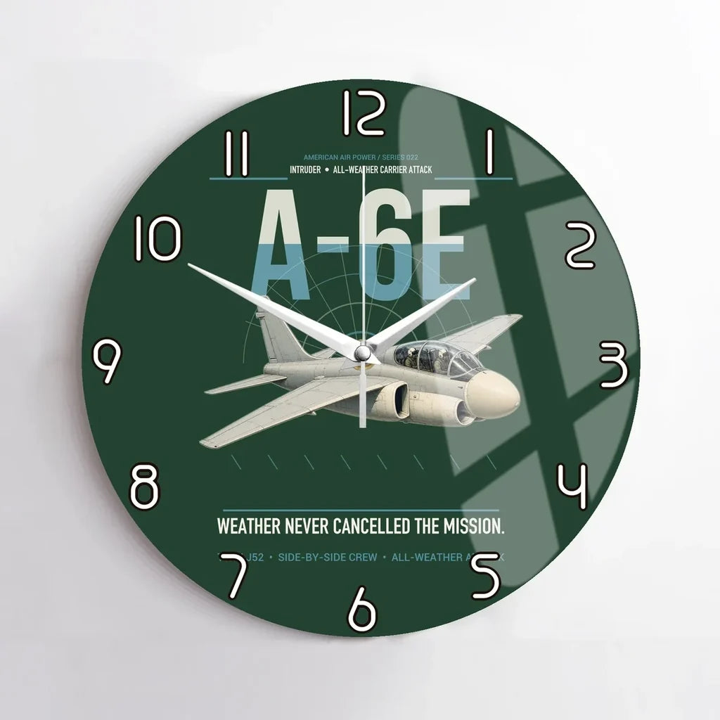 A-6E Intruder design on dark green no frame wall clock