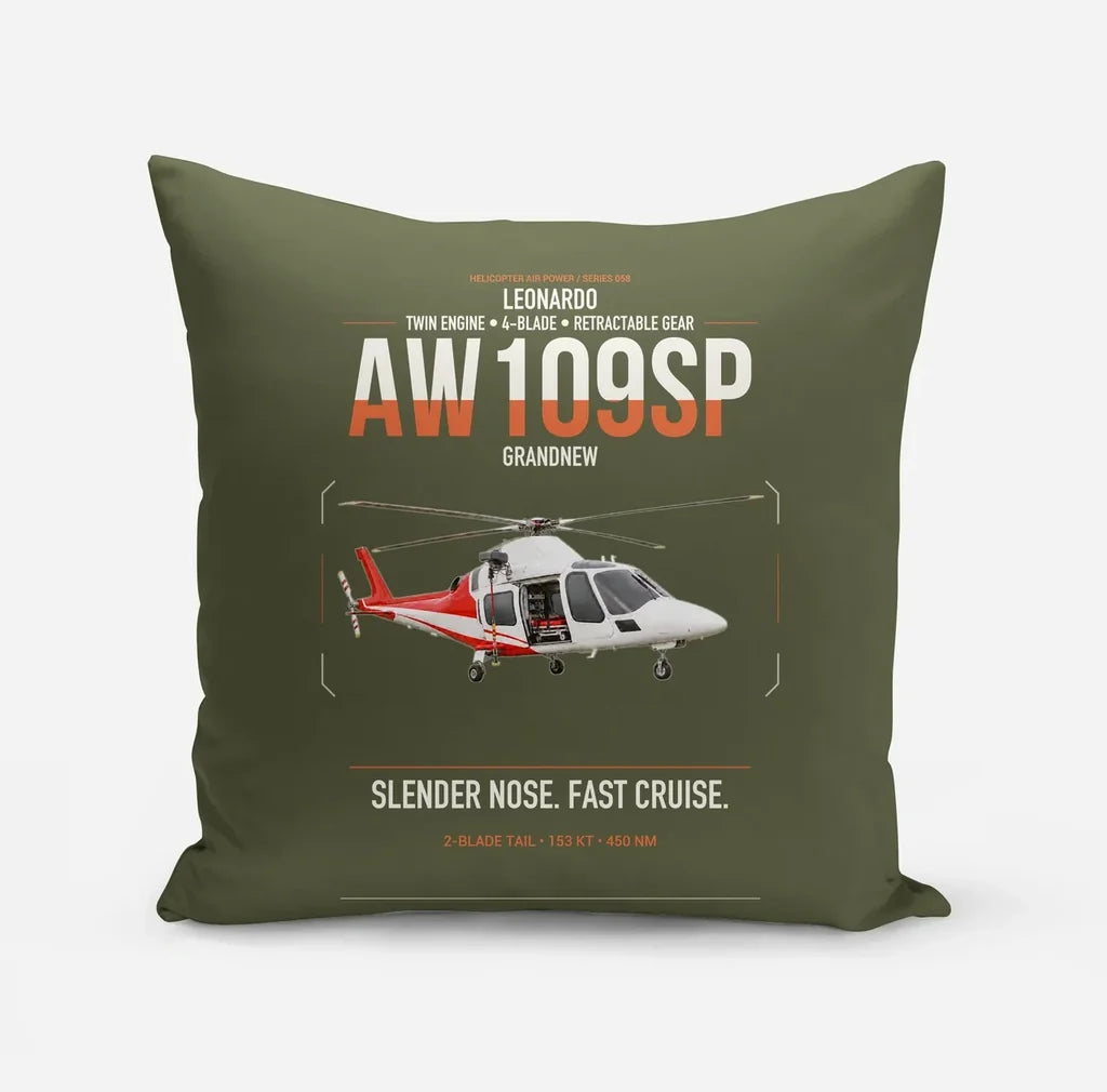 Leonardo AW109SP GrandNew design on green army pillow