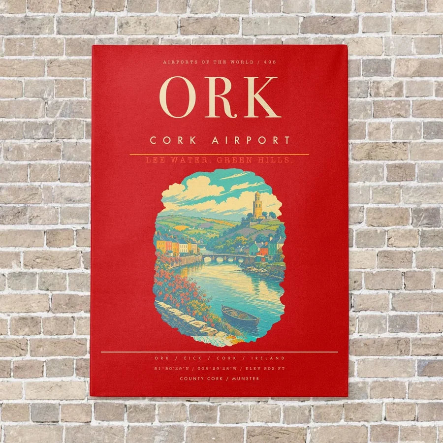 Cork Airport ORK - Canvas Framed - Red