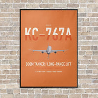 Thumbnail for Boeing KC-767A vertical canvas print - framed - orange background