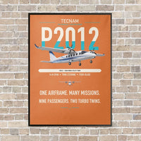Thumbnail for Tecnam P2012 Traveller vertical canvas print - framed - orange background