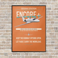 Thumbnail for Cessna Citation Encore+ vertical canvas print - framed - orange background