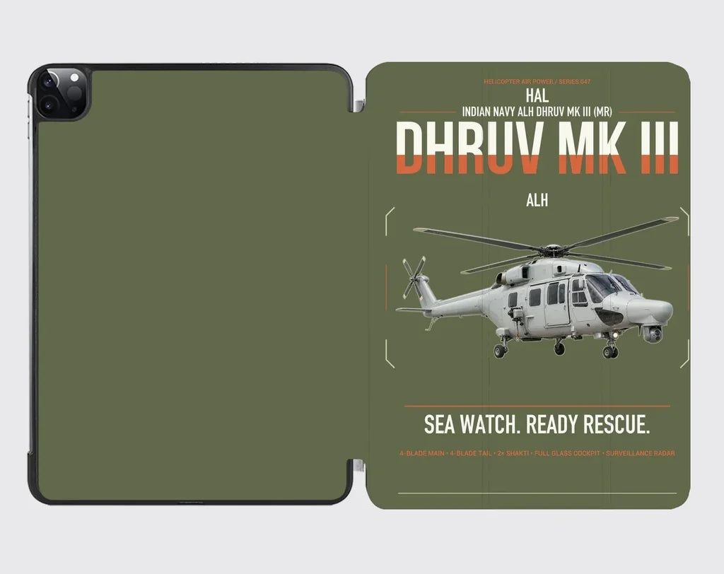 HAL ALH Dhruv Mk III design on green army ipad tablet case