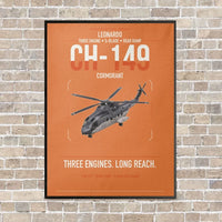 Thumbnail for Leonardo CH-149 Cormorant vertical canvas print - framed - orange background