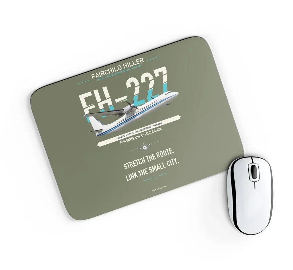 Fairchild Hiller FH-227B design on green army rectangle mouse pad