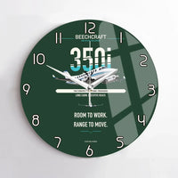 Thumbnail for Beechcraft King Air 350i design on dark green no frame wall clock
