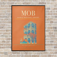 Thumbnail for Mobile Regional Airport MOB vertical canvas print - framed - orange background