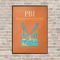 Thumbnail for Palm Beach International Airport PBI vertical canvas print - framed - orange background