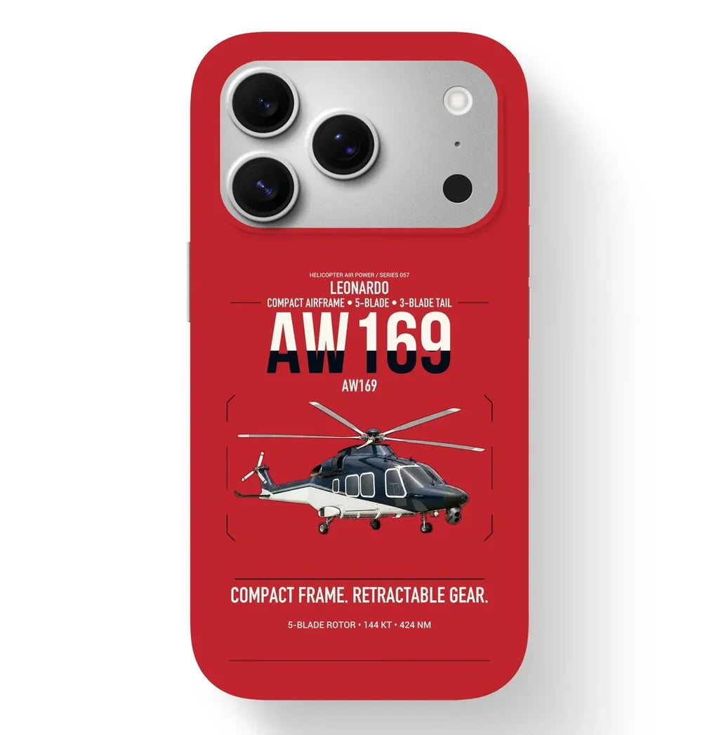Leonardo AW169 design on red magsafe iphone case, for iPhone 17 Pro