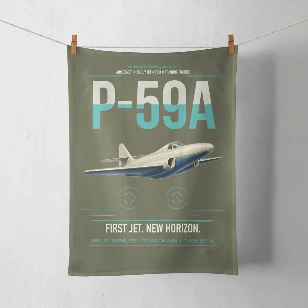 P-59A Airacomet design on green army towel