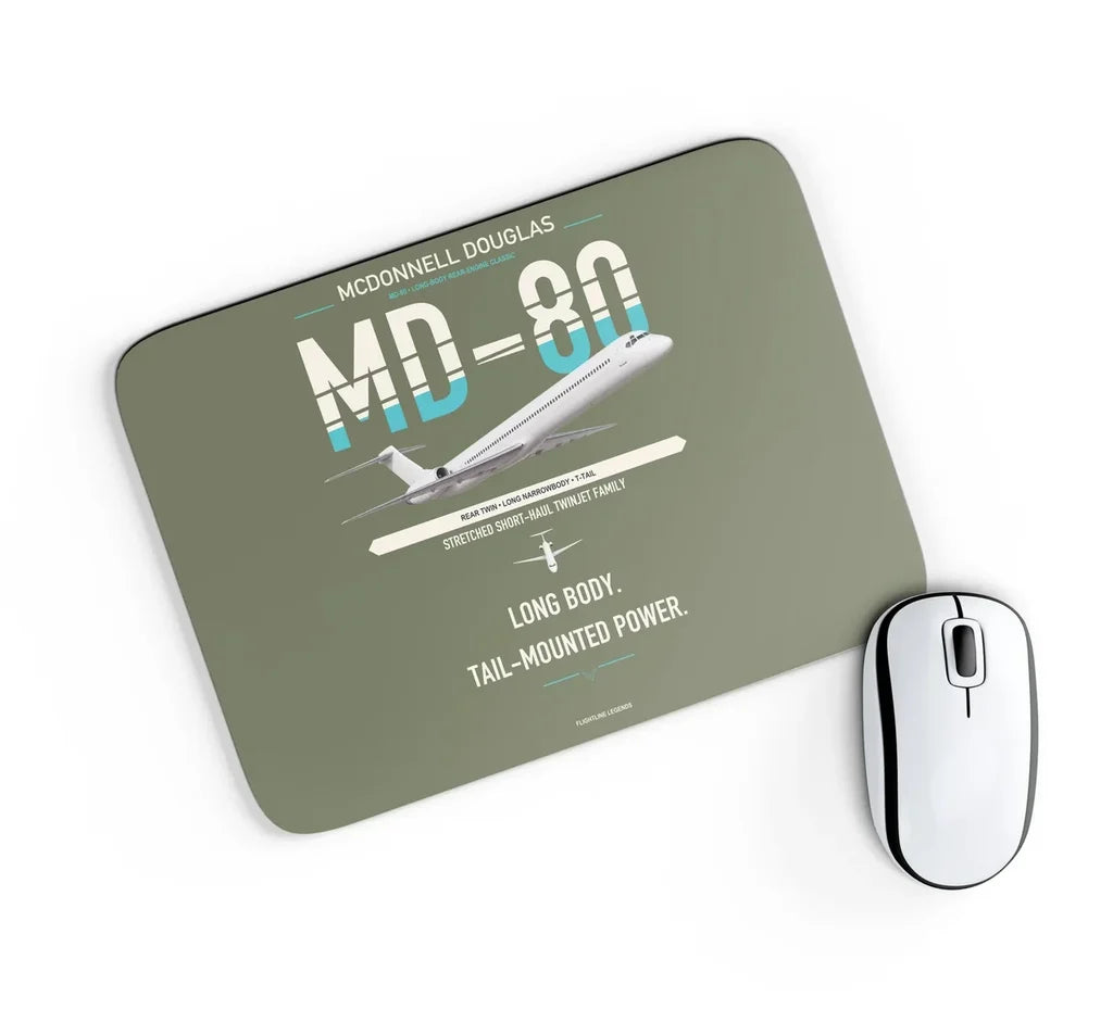 McDonnell Douglas MD-80 design on green army rectangle mouse pad