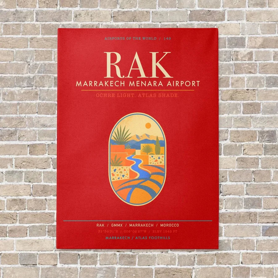 Marrakech Menara Airport RAK - Canvas Framed - Red