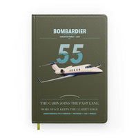 Thumbnail for Bombardier Learjet 55 design on green army notebook