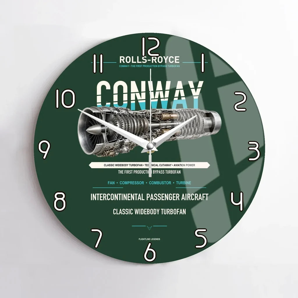 CONWAY design on dark green no frame wall clock