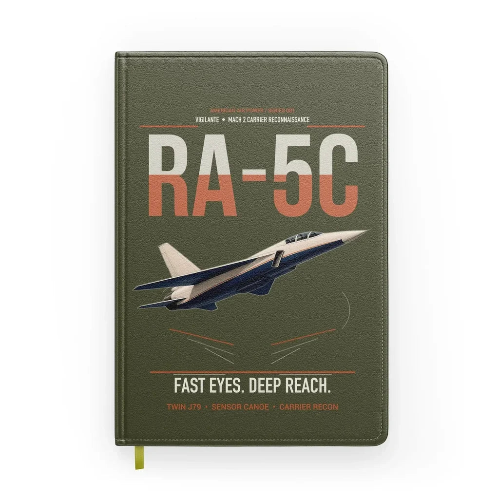 RA-5C Vigilante design on green army notebook