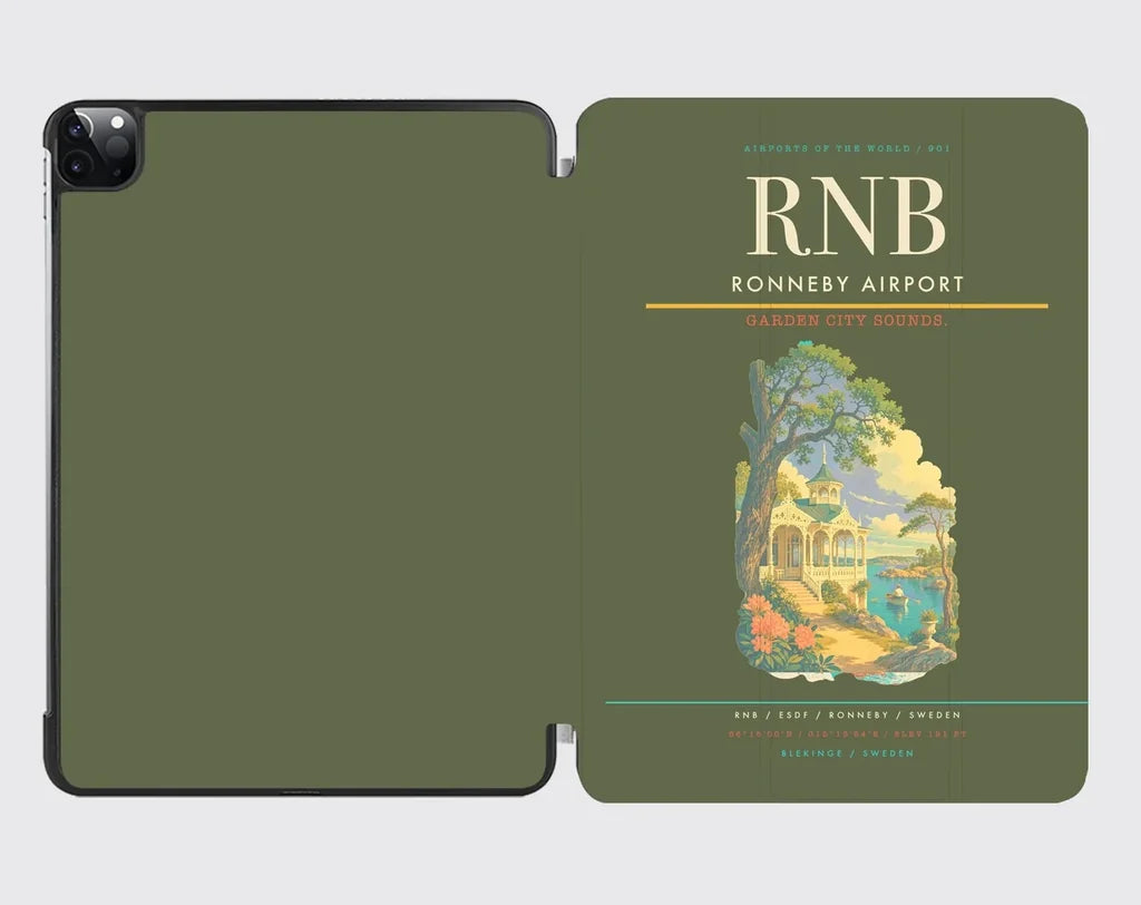 Ronneby Airport (RNB) design on green army ipad tablet case