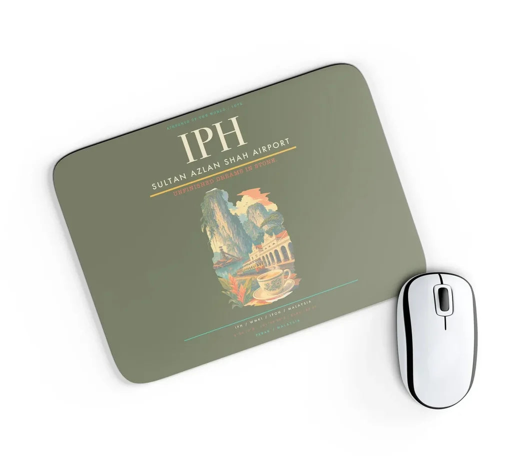 Sultan Azlan Shah Airport (IPH) design on green army rectangle mouse pad