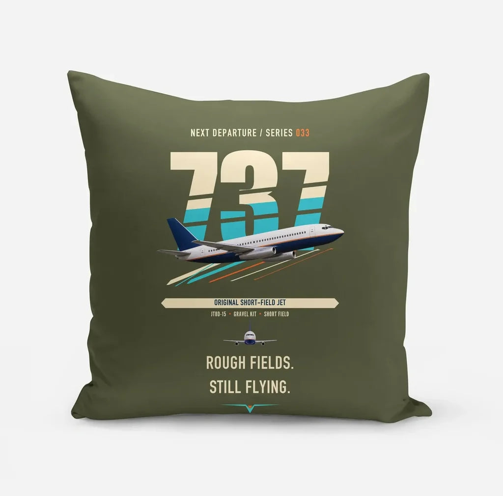Boeing 737-200 design on green army pillow