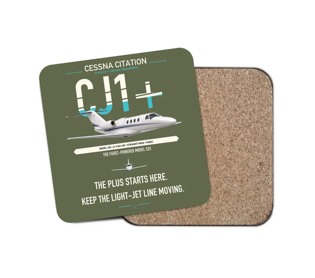 Cessna Citation CJ1+ design on green army 1 piece coaster