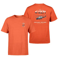 Thumbnail for Bell 412EPI design on orange t-shirt, double-side print