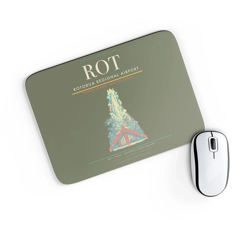 Rotorua Regional Airport (ROT) design on green army rectangle mouse pad