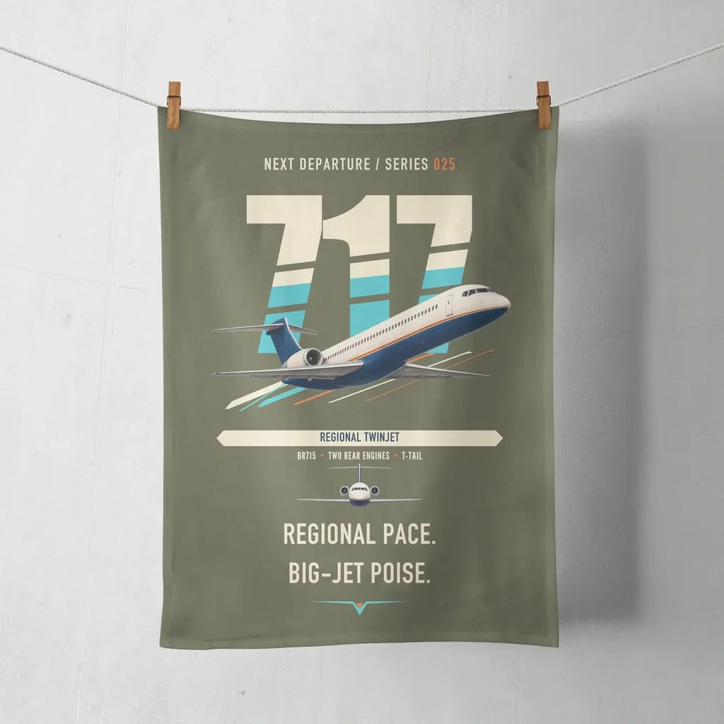 Boeing 717-200 design on green army towel