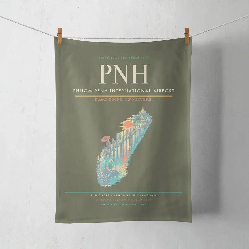 Phnom Penh International Airport (PNH) design on green army towel