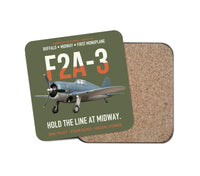 Thumbnail for F2A-3 Buffalo Hold the Line at Midway design on green army 1 piece coaster