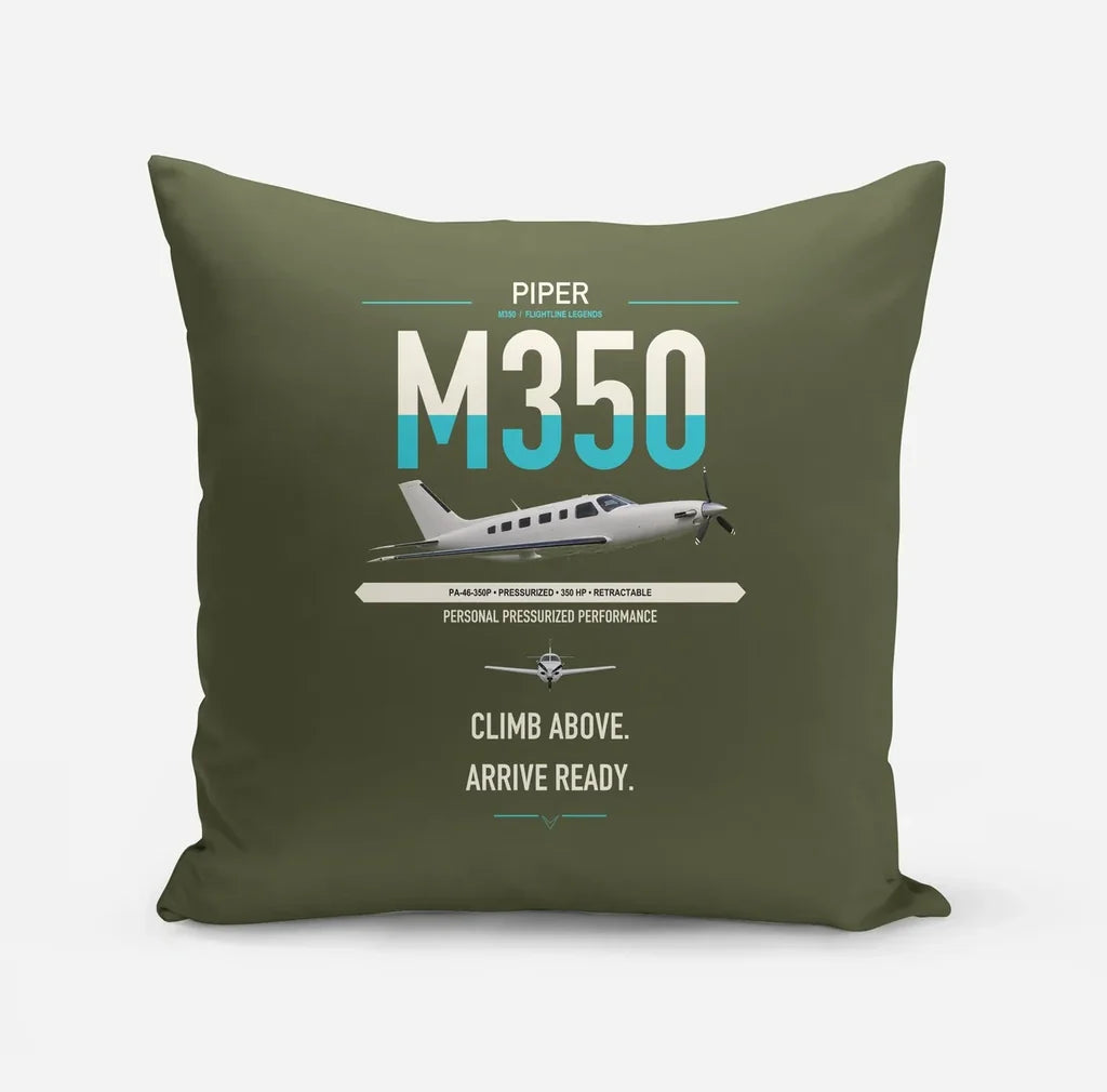 Piper M350 design on green army pillow