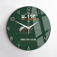 Thumbnail for Bell H-13G Sioux design on dark green no frame wall clock