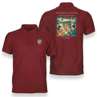Thumbnail for VINTAGE G4225 - The Tropical Stopover - Double-Side Polo T-Shirt design on red