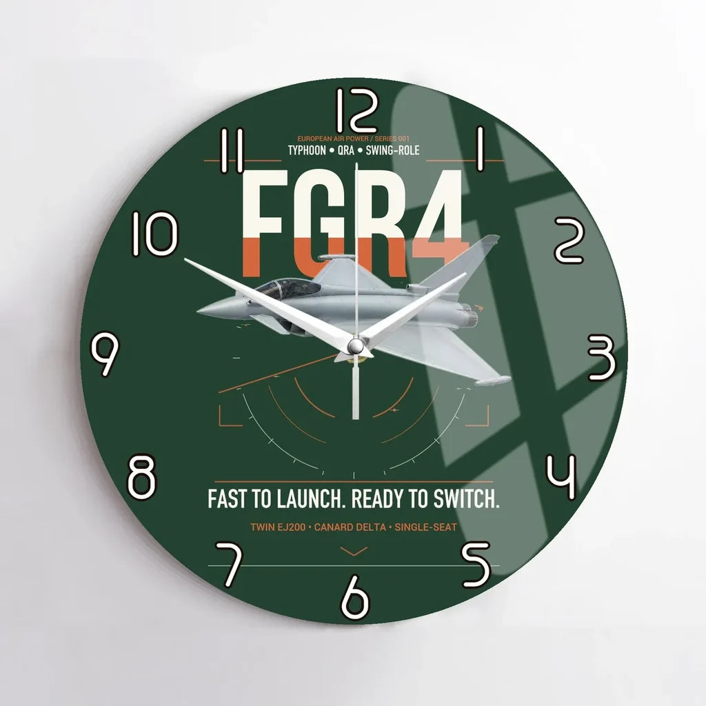Eurofighter Typhoon FGR4 design on dark green no frame wall clock