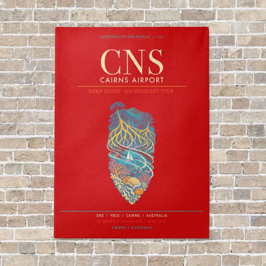 Cairns Airport CNS - Canvas Framed - Red