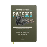Thumbnail for PW1500G design on green army notebook