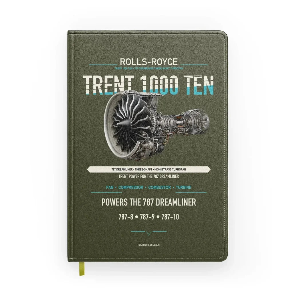 TRENT 1000 TEN design on green army notebook
