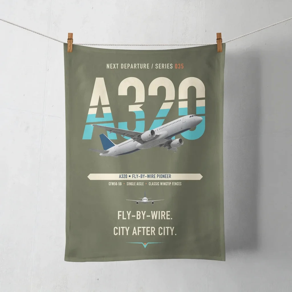 Airbus A320 design on green army towel