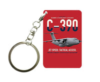 Thumbnail for C-390 Millennium design on red designed key chain, double-side print