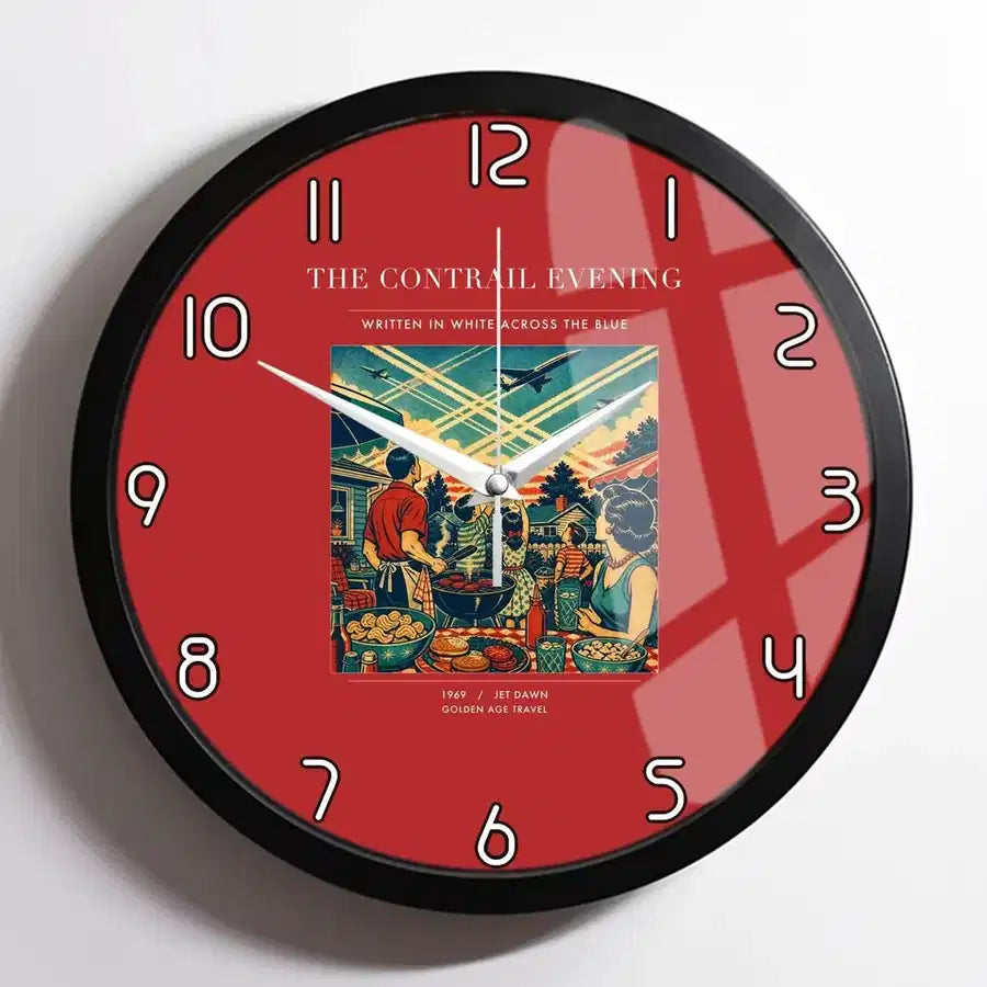 VINTAGE G4135 - The Contrail Evening - Designed Wall Clocks design on red framed
