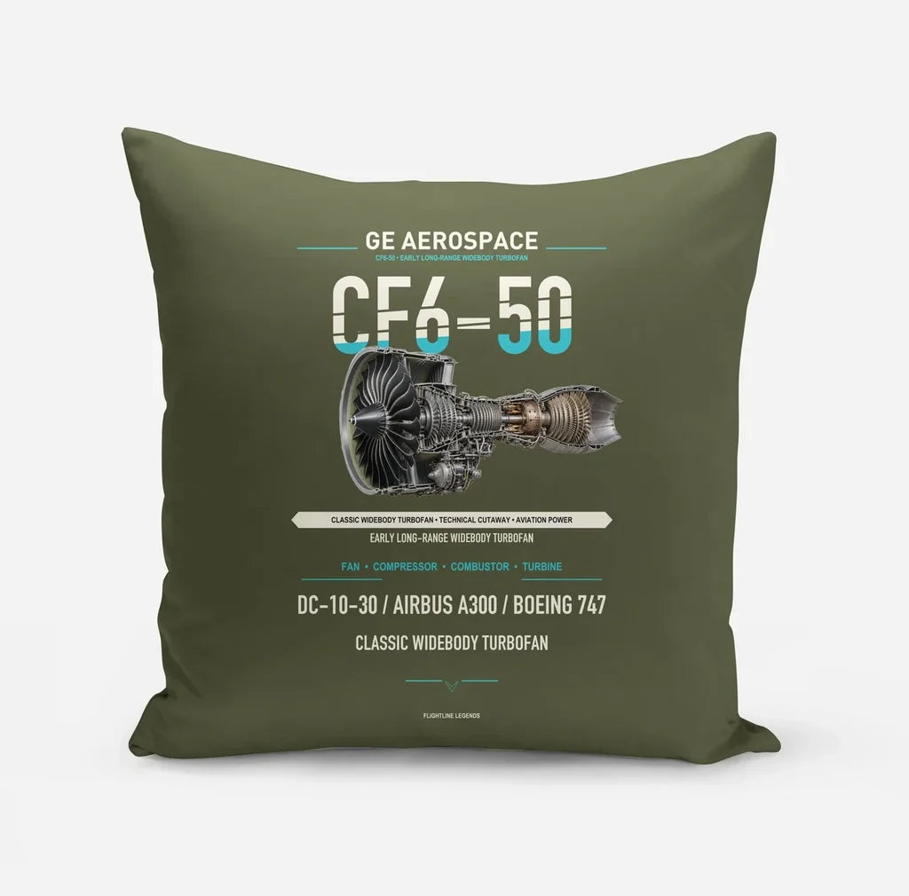 CF6-50 design on green army pillow