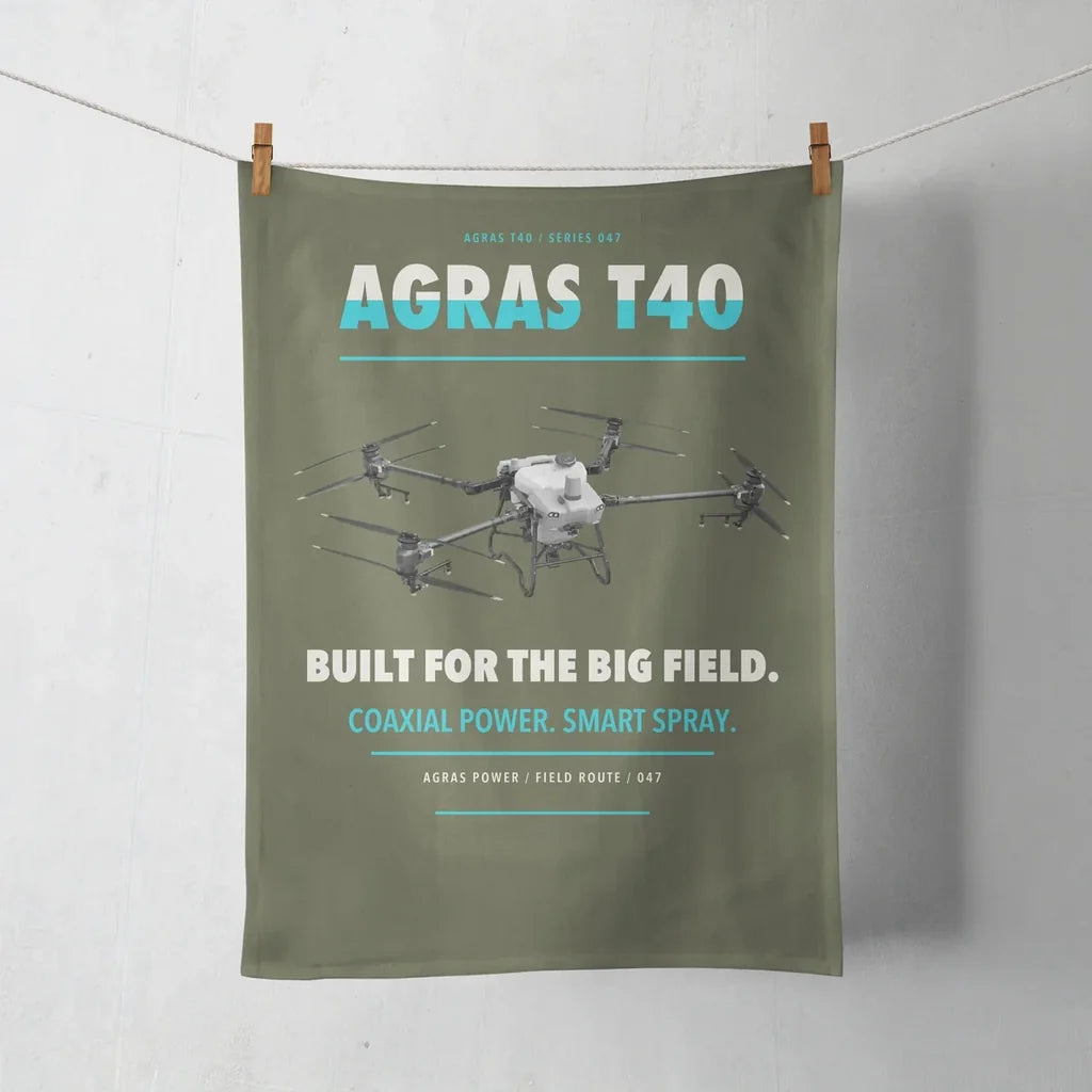 DJI Agras T40 design on green army towel