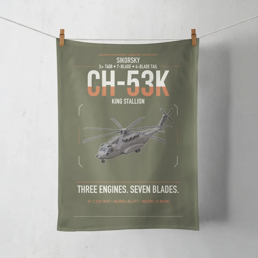 Sikorsky CH-53K King Stallion design on green army towel