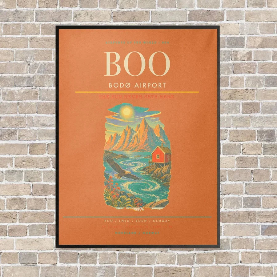 Bodø Airport BOO - Canvas Framed - Orange